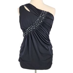 Vintage Z Cavaricci Asymmetrical One Shoulder Beaded Top